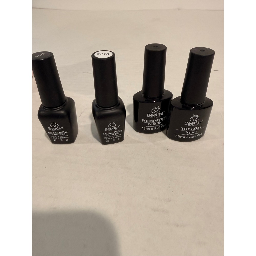 Beetles Gel Nail Polish Set 4 Pcs Base Top Coat Color Gel a713 a714 7.5ml NIB
